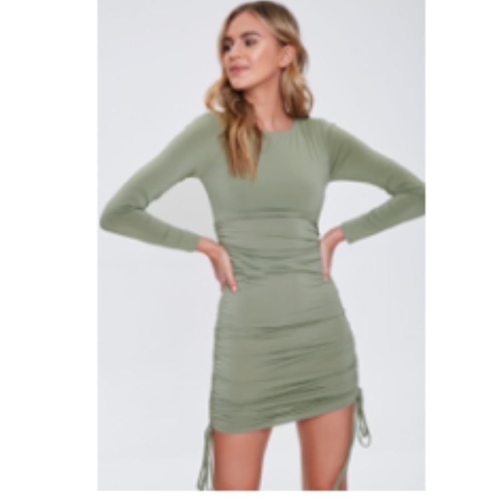 NWT Forever21 Ruched Tie Mini Dress
